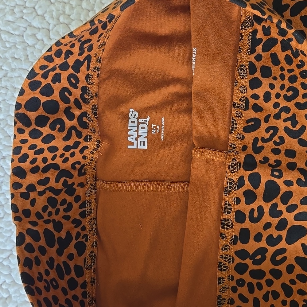 Lands' End Animal Print Leggings in Dark Orange and Black - Picture 2 of 3